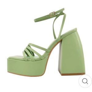 Sage green chunky platform heels